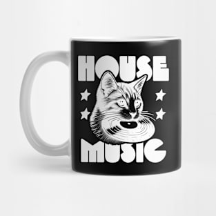 HOUSE MUSIC  - Cat Bites Vinyl (White) Mug